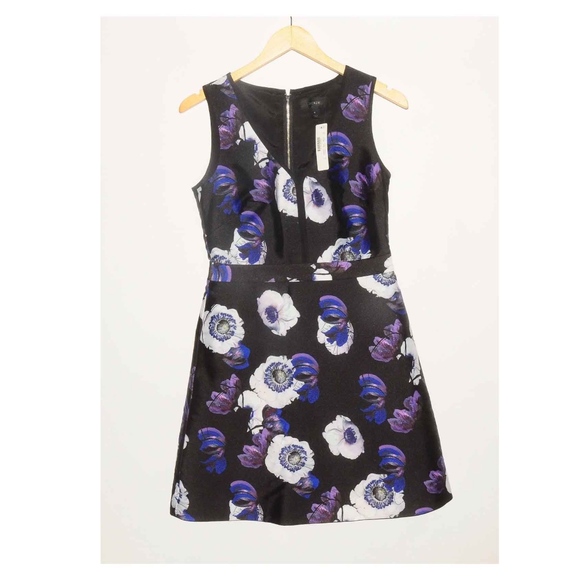 J. Crew Dresses & Skirts - NWT J.Crew Black Purple Floral Dress Size 4!